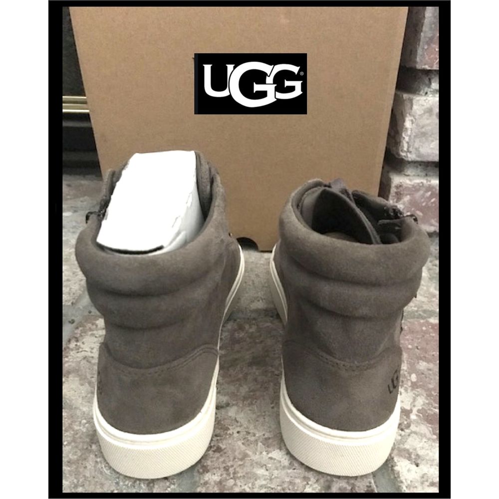UGG  Women Olli Hi Top Grey Brush Suede Sneakers - Picture 4 of 6